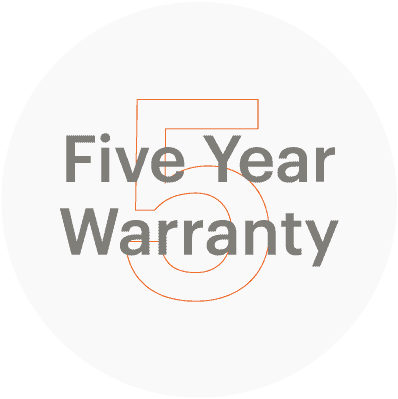 Industry leading 5-year warranty- no-fine-print