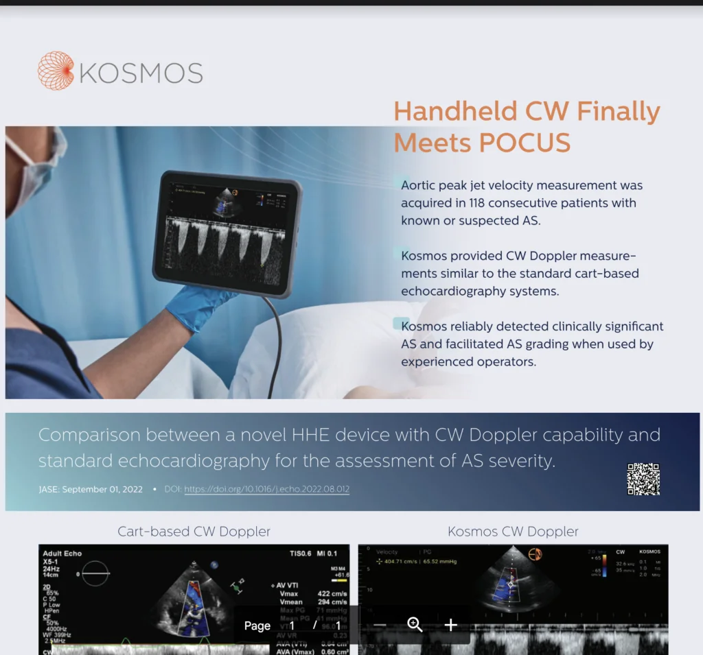 A Novel Handheld Echocardiography Device with Continuous-Wave Doppler Capability: Implications for the Evaluation of Aortic Stenosis Severity Validation Study