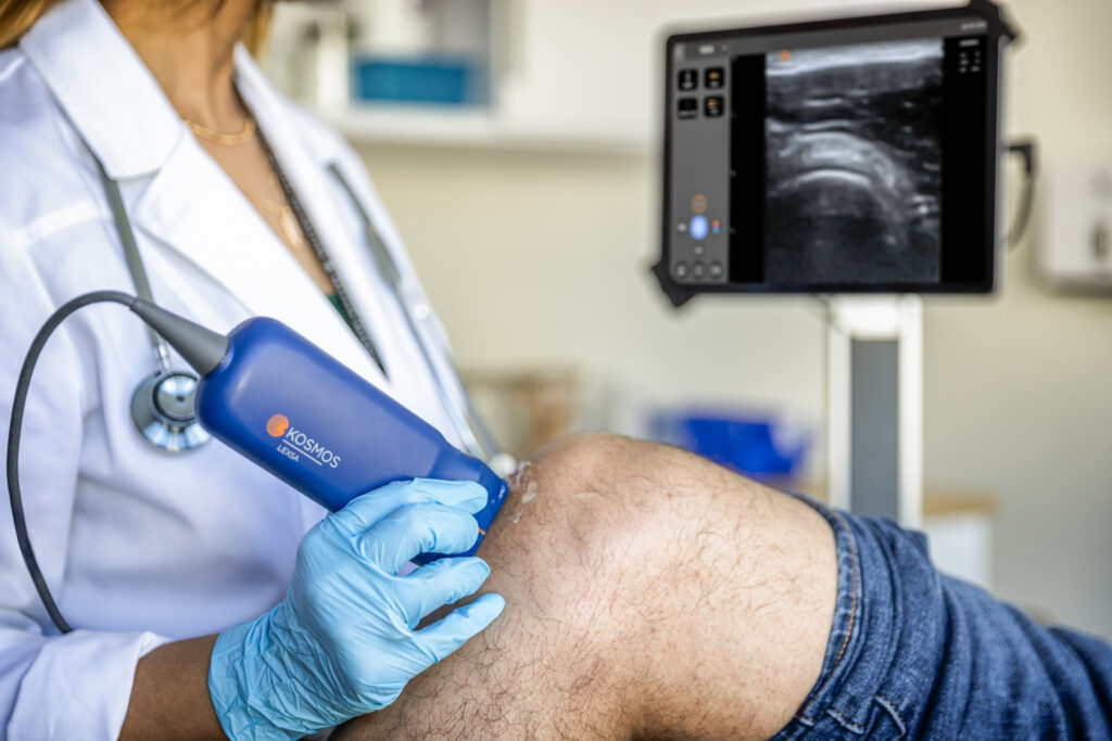 Musculoskeletal MSK Ultrasound doctor scanning Knee